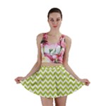 Spring Green & White Zigzag Pattern Mini Skirt