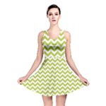 Spring Green & White Zigzag Pattern Reversible Skater Dress