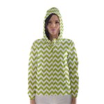 Spring Green & White Zigzag Pattern Hooded Wind Breaker (Women)