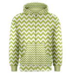 Spring Green & White Zigzag Pattern Men s Zipper Hoodie