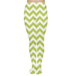 Spring Green & White Zigzag Pattern Women s Tights