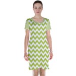 Spring Green & White Zigzag Pattern Short Sleeve Nightdress