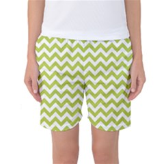 Spring Green & White Zigzag Pattern Women s Basketball Shorts by Zandiepants