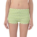 Spring Green & White Zigzag Pattern Boyleg Bikini Bottoms