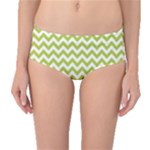 Spring Green & White Zigzag Pattern Mid-Waist Bikini Bottoms