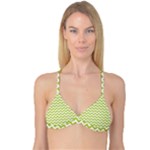 Spring Green & White Zigzag Pattern Reversible Tri Bikini Top