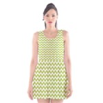 Spring Green & White Zigzag Pattern Scoop Neck Skater Dress