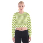 Spring Green & White Zigzag Pattern Women s Cropped Sweatshirt