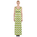 Spring Green & White Zigzag Pattern Maxi Thigh Split Dress