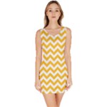 Sunny Yellow & White Zigzag Pattern Sleeveless Bodycon Dress