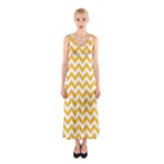 Sunny Yellow & White Zigzag Pattern Sleeveless Maxi Dress