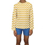 Sunny Yellow & White Zigzag Pattern Kid s Long Sleeve Swimwear