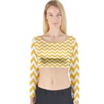 Sunny Yellow & White Zigzag Pattern Long Sleeve Crop Top