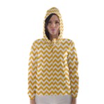 Sunny Yellow & White Zigzag Pattern Hooded Wind Breaker (Women)