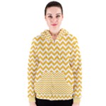 Sunny Yellow & White Zigzag Pattern Women s Zipper Hoodie