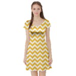 Sunny Yellow & White Zigzag Pattern Short Sleeve Skater Dress