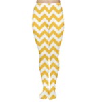 Sunny Yellow & White Zigzag Pattern Women s Tights