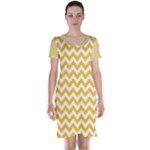 Sunny Yellow & White Zigzag Pattern Short Sleeve Nightdress