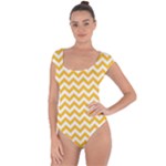 Sunny Yellow & White Zigzag Pattern Short Sleeve Leotard (Ladies)