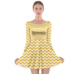 Sunny Yellow & White Zigzag Pattern Long Sleeve Skater Dress