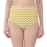 Sunny Yellow & White Zigzag Pattern High-Waist Bikini Bottoms