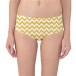 Sunny Yellow & White Zigzag Pattern Mid-Waist Bikini Bottoms