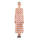 Tangerine Orange & White Zigzag Pattern Sleeveless Maxi Dress