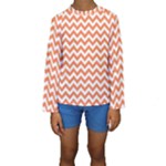 Tangerine Orange & White Zigzag Pattern Kid s Long Sleeve Swimwear