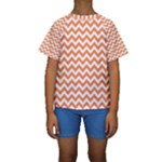 Tangerine Orange & White Zigzag Pattern Kid s Short Sleeve Swimwear