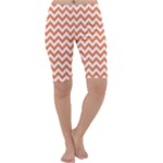 Tangerine Orange & White Zigzag Pattern Cropped Leggings 