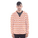 Tangerine Orange & White Zigzag Pattern Hooded Wind Breaker (Men)