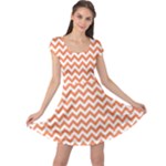 Tangerine Orange & White Zigzag Pattern Cap Sleeve Dresses