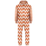 Tangerine Orange & White Zigzag Pattern Hooded Jumpsuit (Men) 