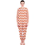 Tangerine Orange & White Zigzag Pattern OnePiece Jumpsuit (Ladies) 