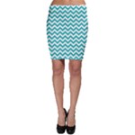 Turquoise & White Zigzag Pattern Bodycon Skirt