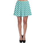 Turquoise & White Zigzag Pattern Skater Skirt