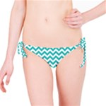 Turquoise & White Zigzag Pattern Bikini Bottom