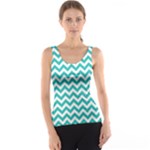 Turquoise & White Zigzag Pattern Tank Top