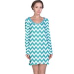 Turquoise & White Zigzag Pattern Long Sleeve Nightdress
