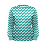 Turquoise & White Zigzag Pattern Women s Sweatshirt