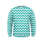 Turquoise & White Zigzag Pattern Kids  Sweatshirt