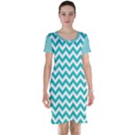 Turquoise & White Zigzag Pattern Short Sleeve Nightdress