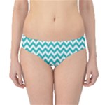 Turquoise & White Zigzag Pattern Hipster Bikini Bottoms