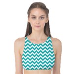 Turquoise & White Zigzag Pattern Tank Bikini Top