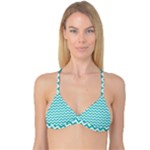 Turquoise & White Zigzag Pattern Reversible Tri Bikini Top