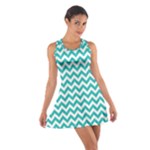Turquoise & White Zigzag Pattern Racerback Dresses