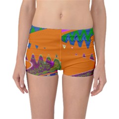 Colorful Wave Orange Abstract Boyleg Bikini Bottoms by BrightVibesDesign