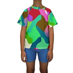 Retro Shapes                                    Kid s Short Sleeve Swimwear by LalyLauraFLM