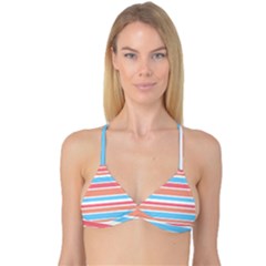 Orange Blue Stripes Reversible Tri Bikini Top by BrightVibesDesign