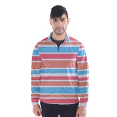 Orange Blue Stripes Wind Breaker (men) by BrightVibesDesign